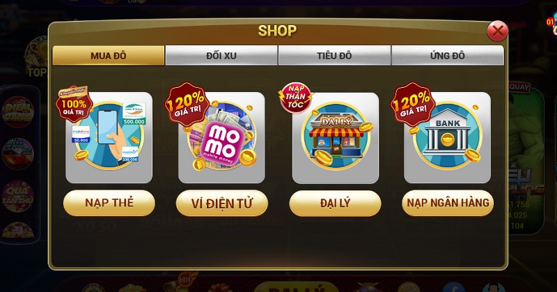 Số lượng phương thức nạp tiền mà cổng game bài đổi thưởng Dola88 sở hữu