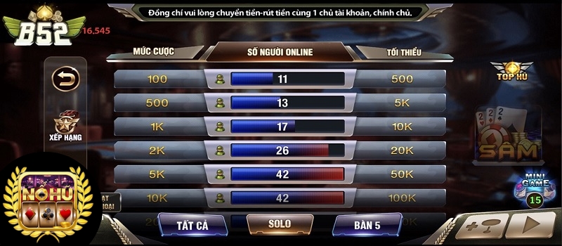 Hướng dẫn chơi game đánh bài Sâm B52 Club